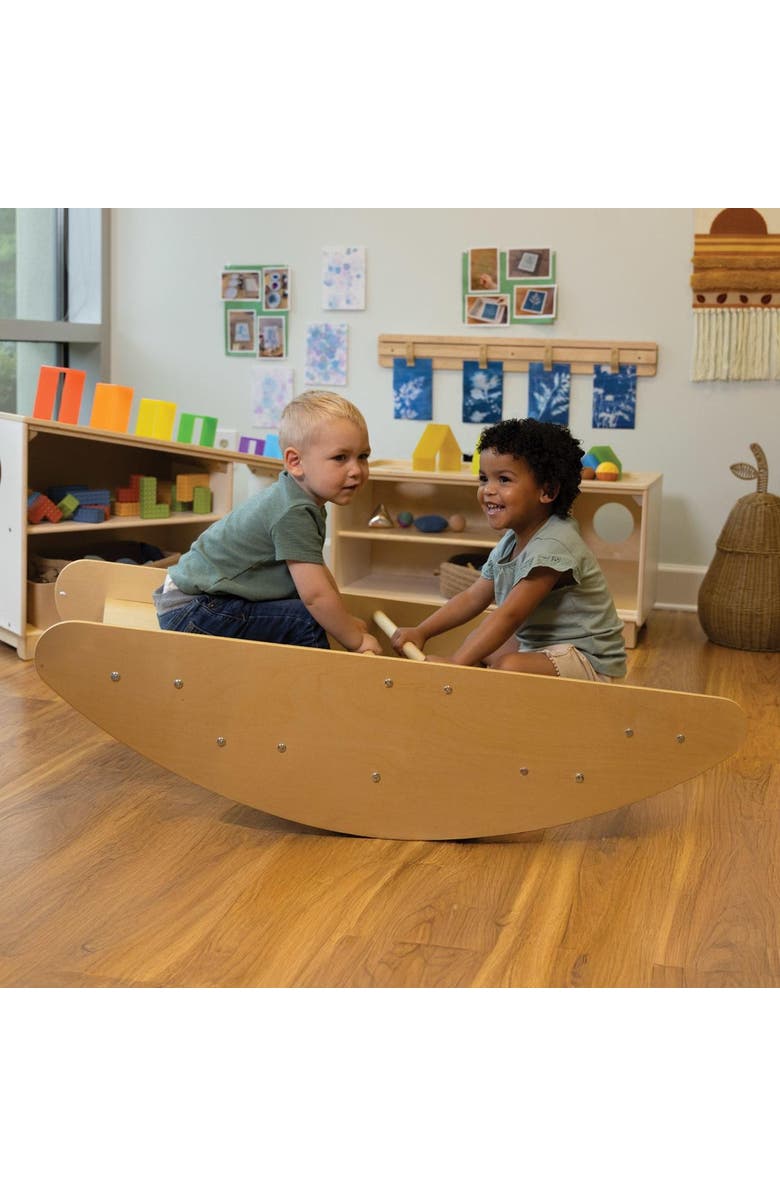 Kaplan Early Learning Company Wooden 2-in-1 Rocky Boat & Climbing Play Structure, Alternate, color, Beige