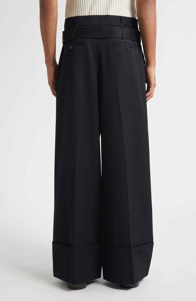 Simone Rocha Double Belt Loop Wide Leg Pants, Alternate, color, Black