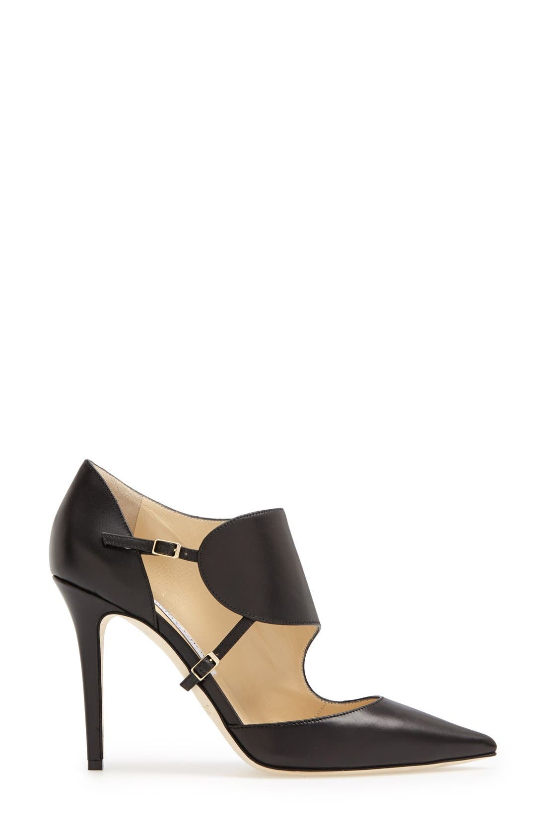 'Heath' Pointy Toe Leather Pump, Alternate, color, BLACK