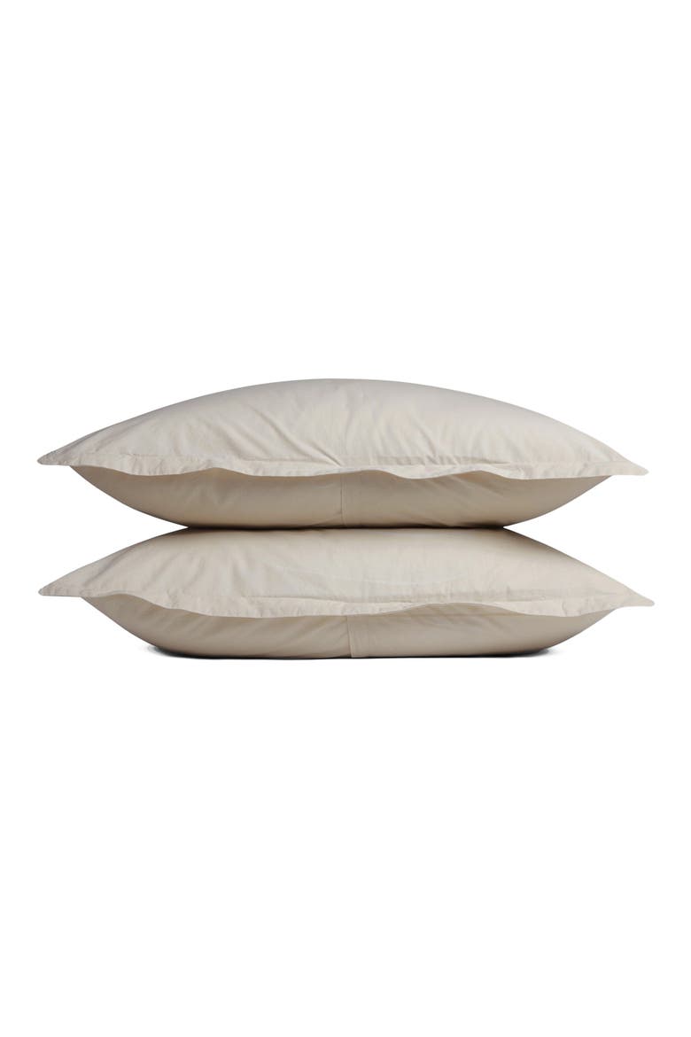 Brushed Cotton Set of 2 Quilted Shams, Main, color, BONE