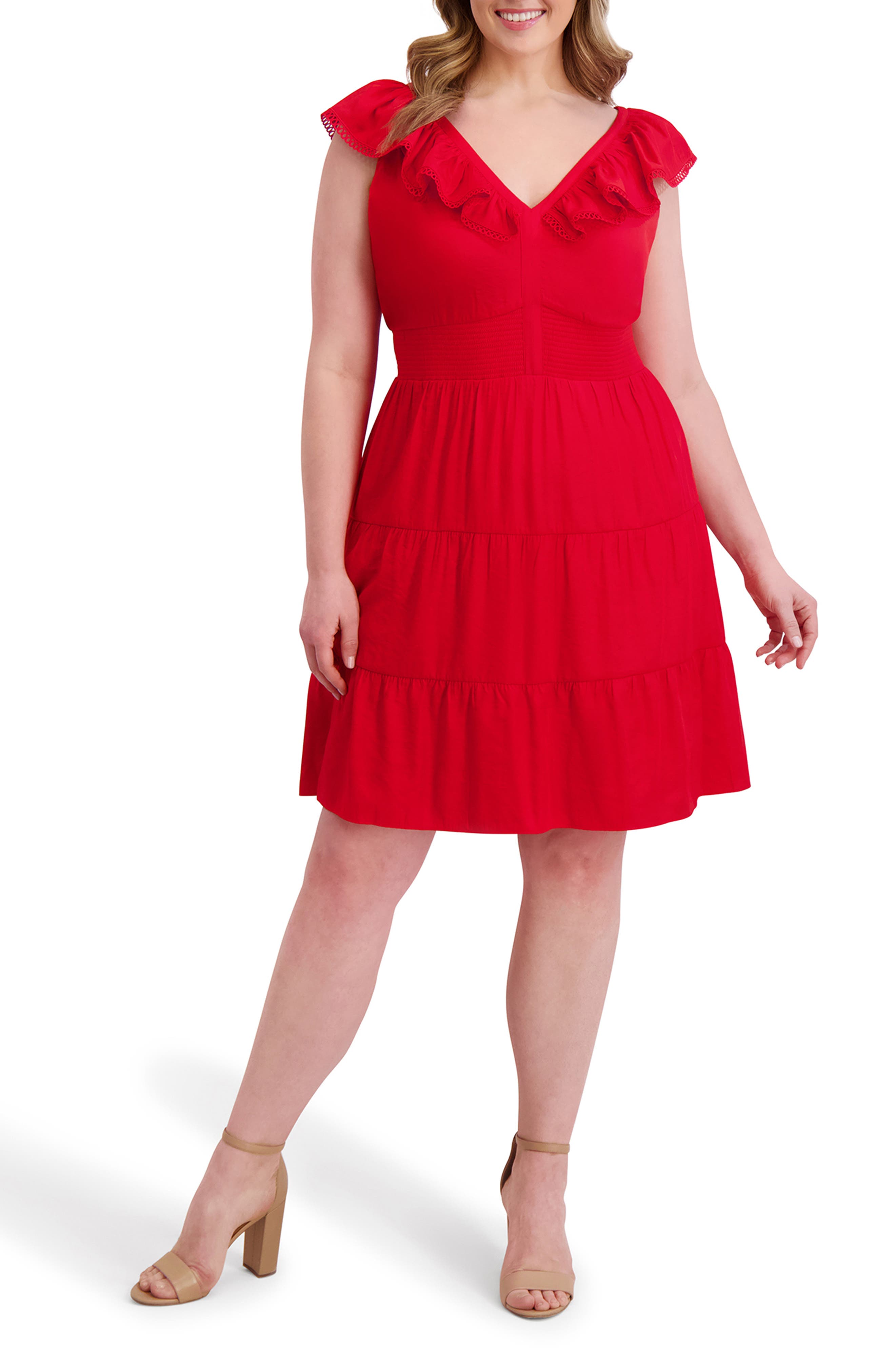 Kensie Ruffle Fit & Flare Minidress