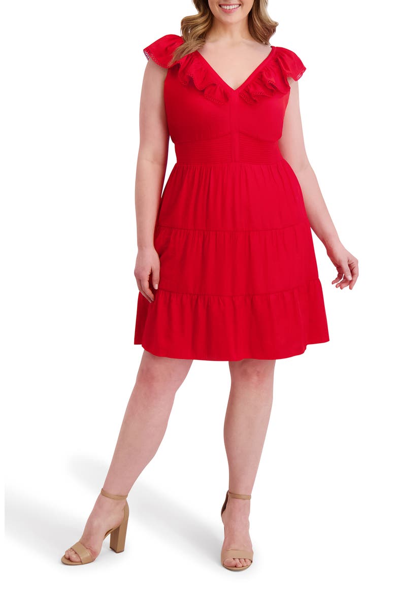 Ruffle Fit & Flare Minidress, Main, color, RED