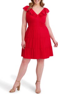 Kensie Ruffle Fit & Flare Minidress