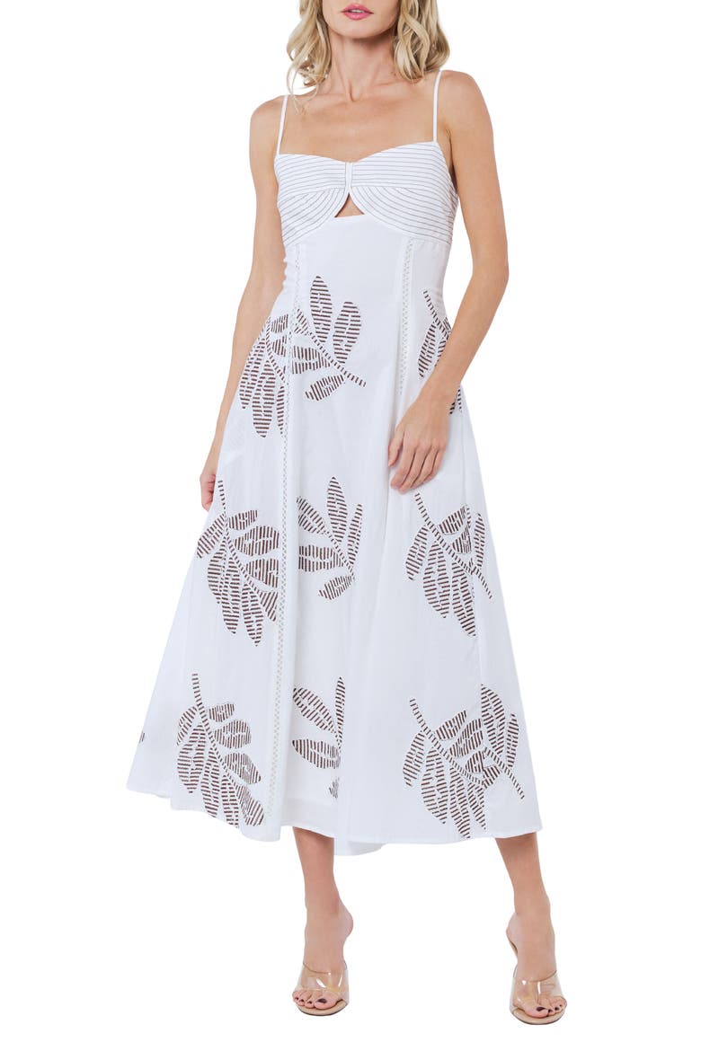 Bianca Embroidered Midi Sundress, Main, color, WHITE