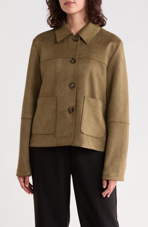 Faux Suede Shirt Jacket