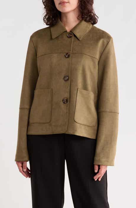 Faux Suede Shirt Jacket