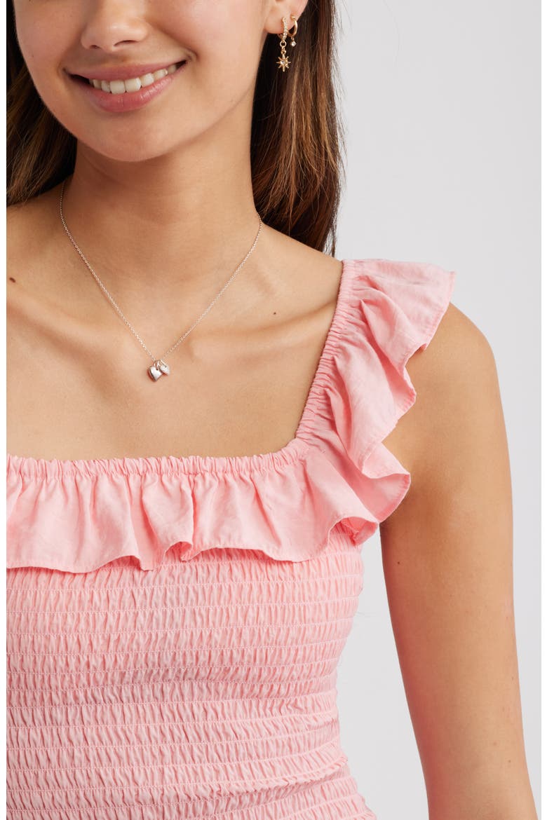 Smocked Ruffle Trim Tank, Alternate, color, PINK QUARTZ