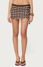 EDIKTED Alora Iridescent Open Stitch Miniskirt