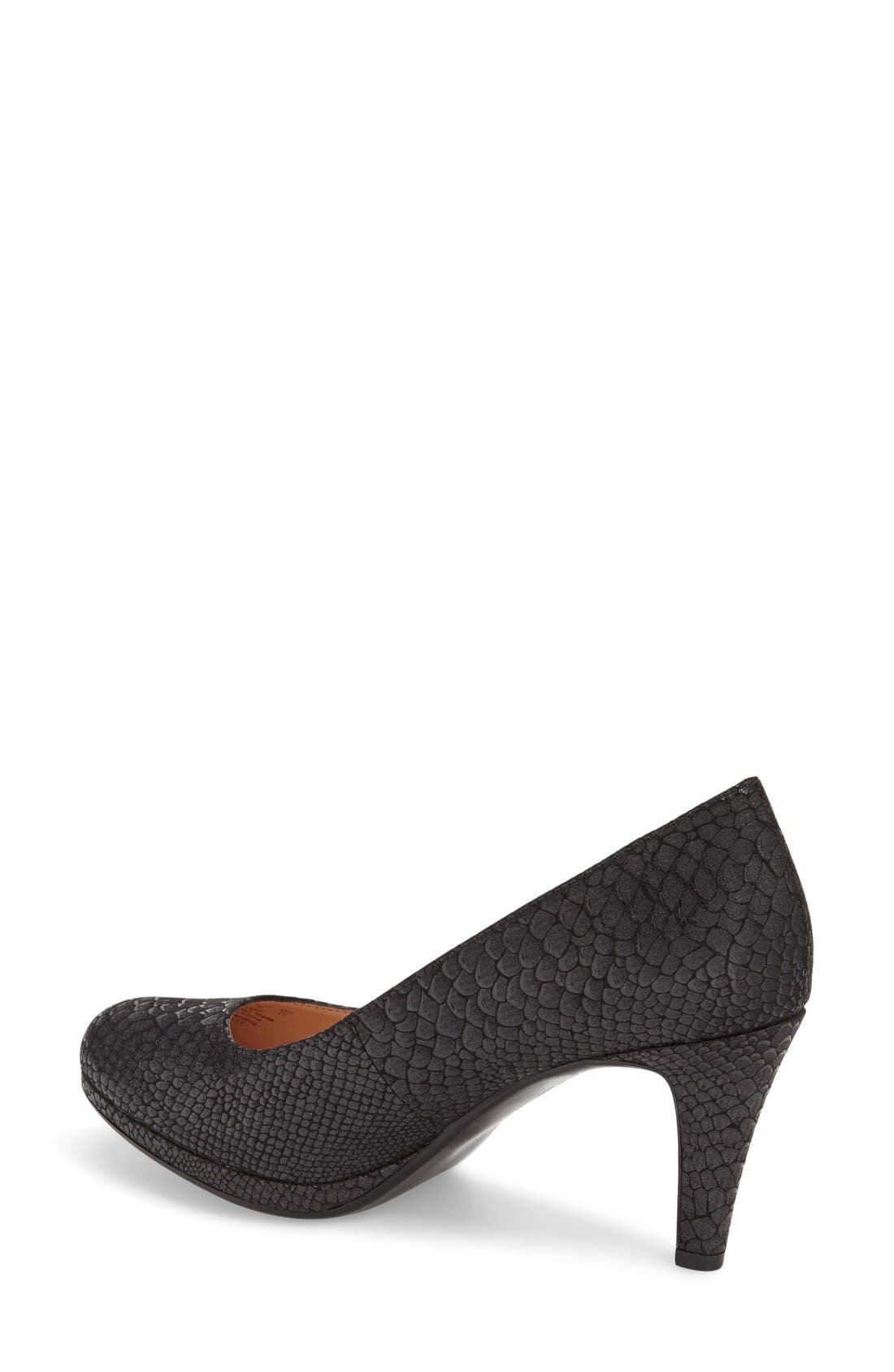 'Michelle' Almond Toe Pump, Alternate, color, BLACK/ PEWTER SNAKE LEATHER