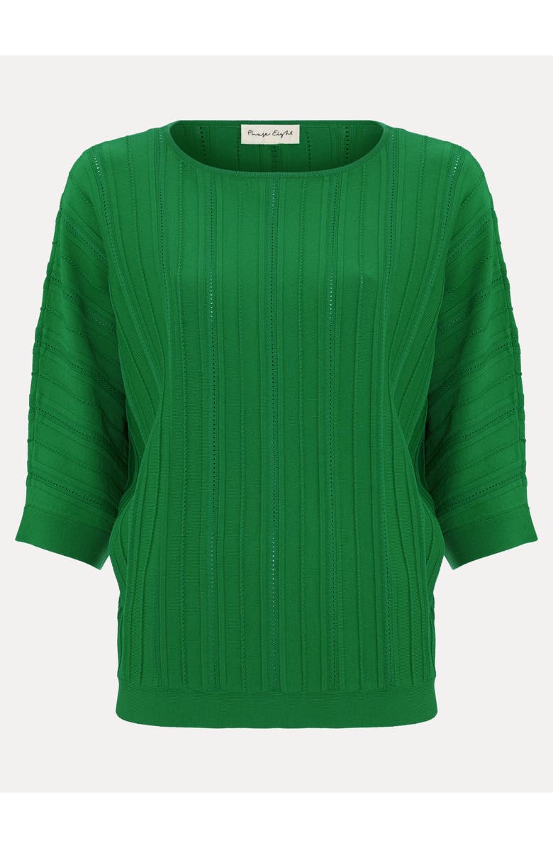 Phase Eight Cristine 3/4 Sleeve Rib Jumper, Alternate, color, Green