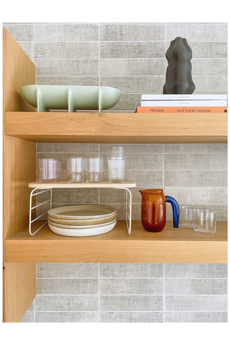 Set of 2 Shelf Risers, Alternate, color, WOOD / CREAM