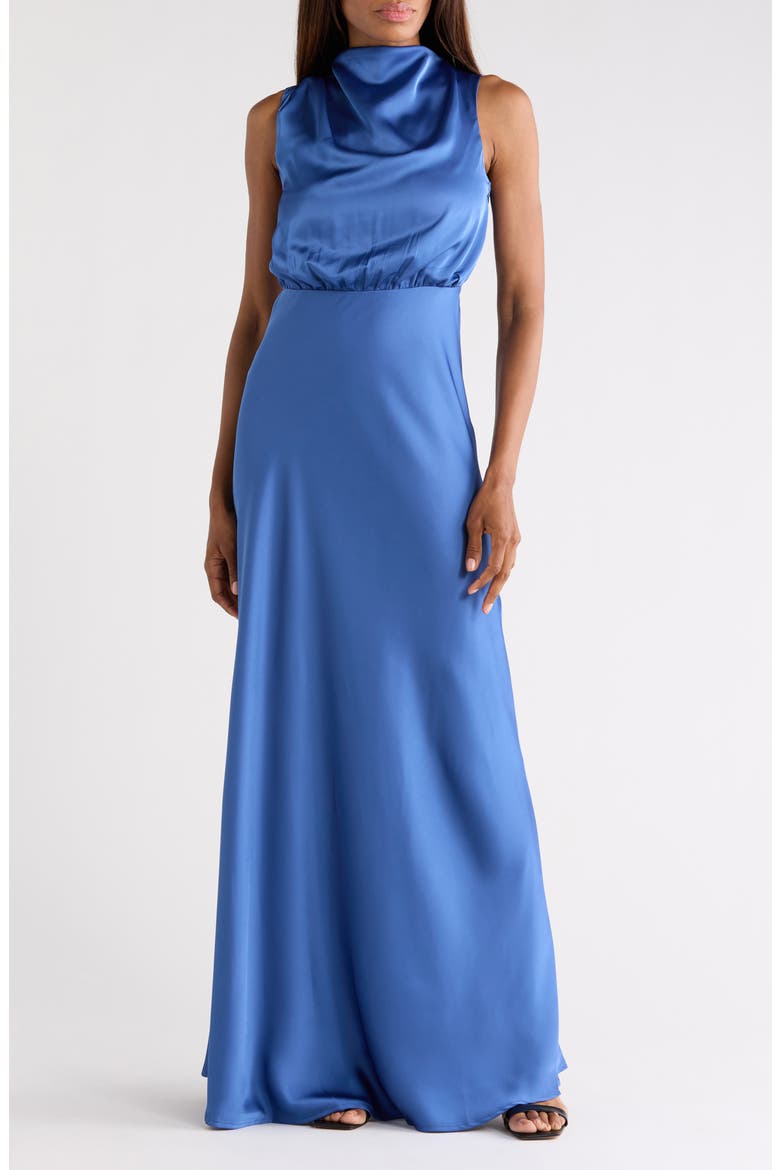 Satin Sleeveless Maxi Dress, Main, color, ROYAL BLUE