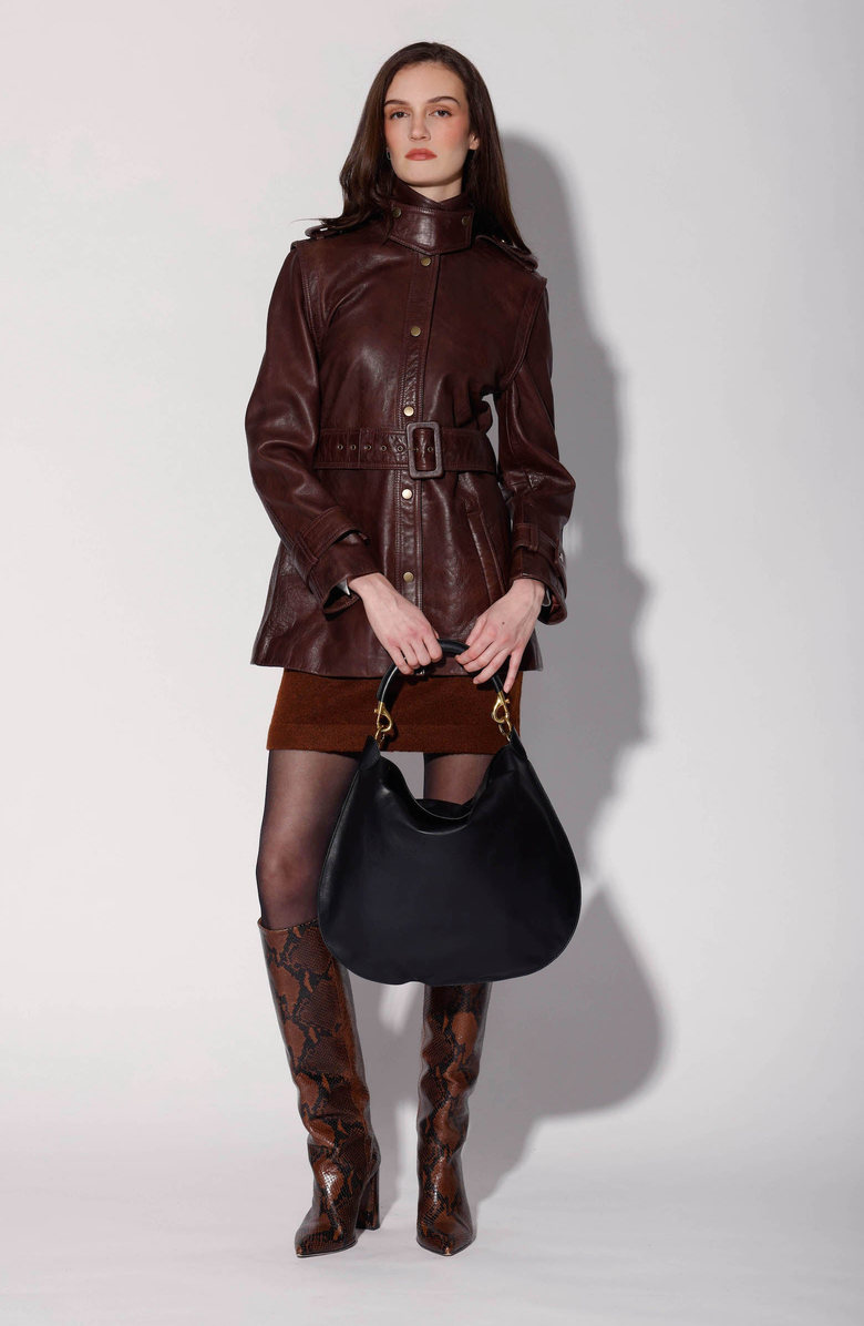 Walter Baker Imani Leather Jacket, Alternate, color, Chocolate