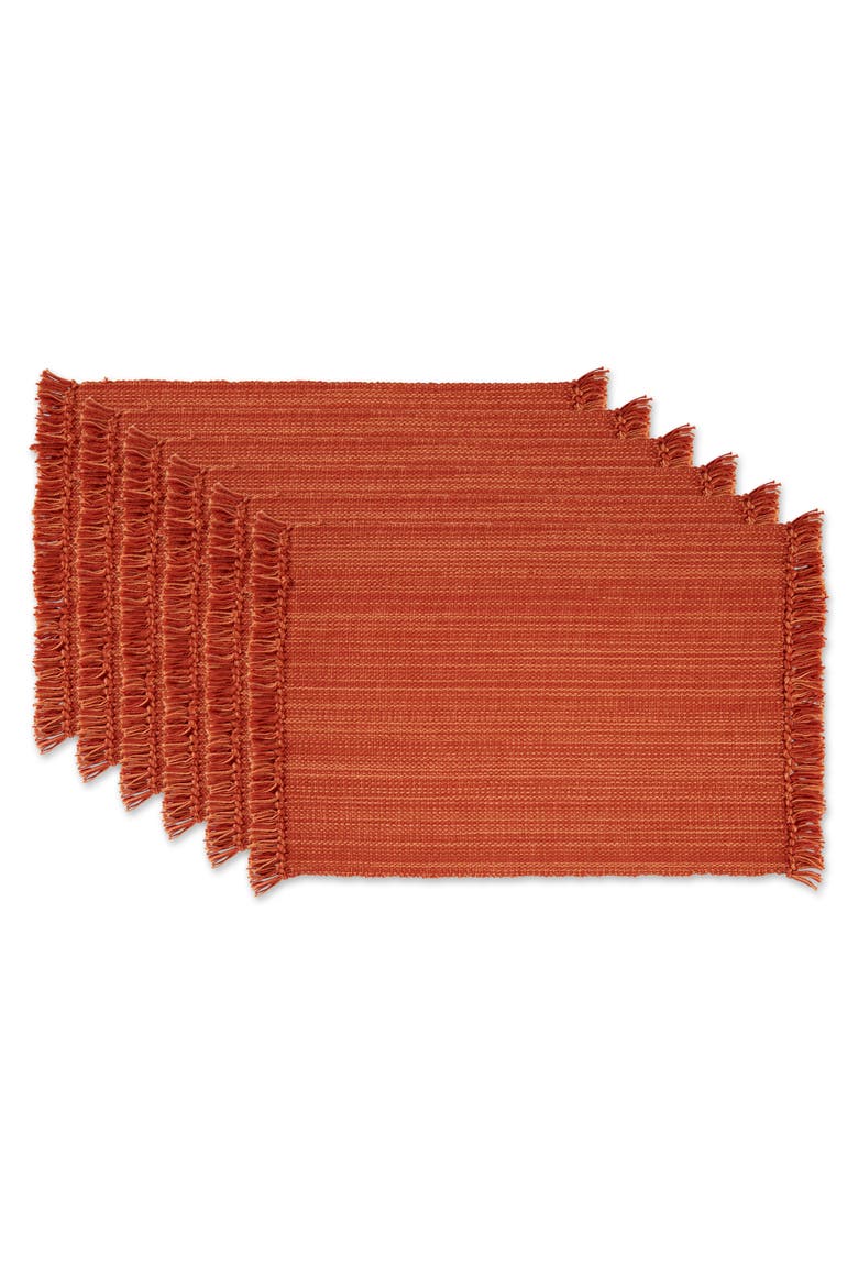 Variegated Fringe Placemat Set/6, 13x19", Main, color, Spice