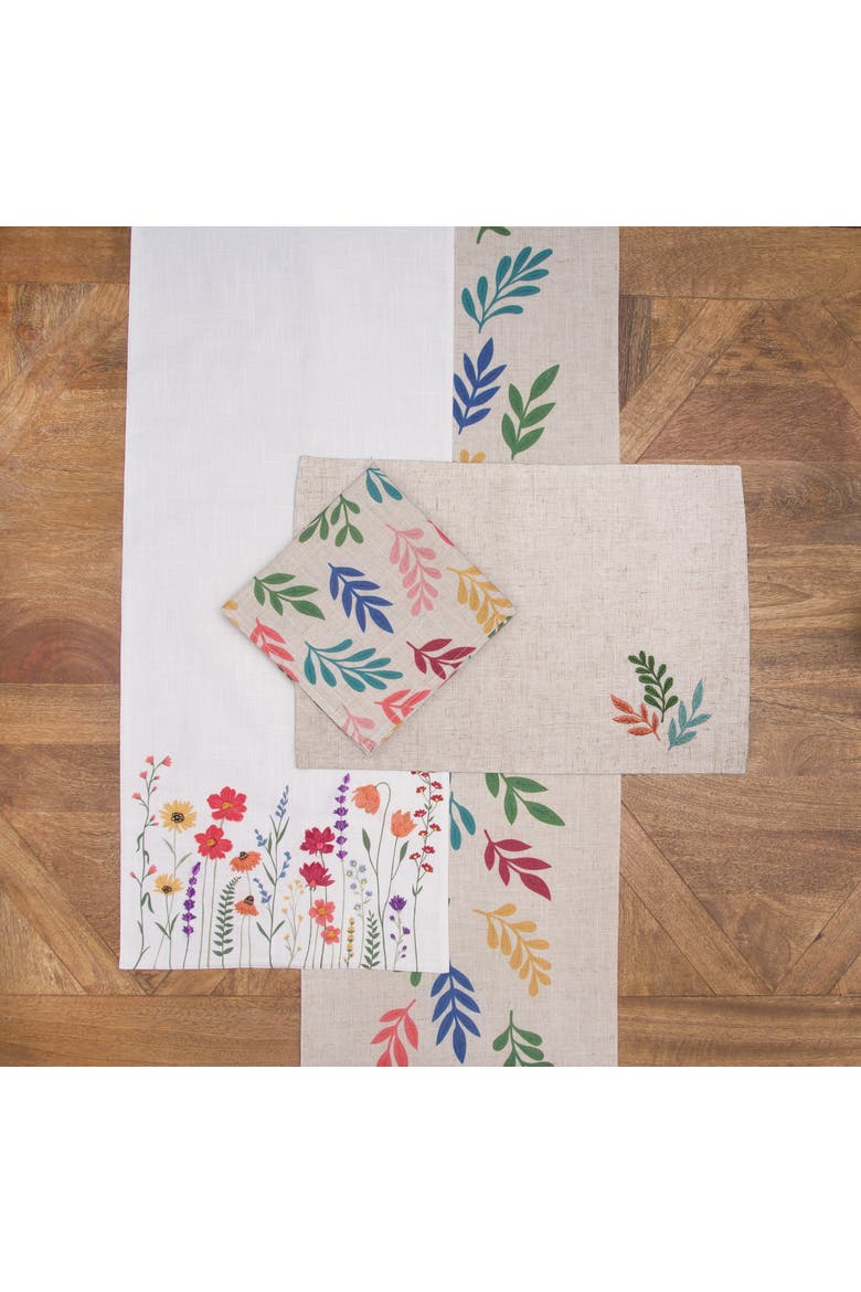 Springtime Blooms Graphic Print Machine Washable Napkins Set of 6, Alternate, color, Green