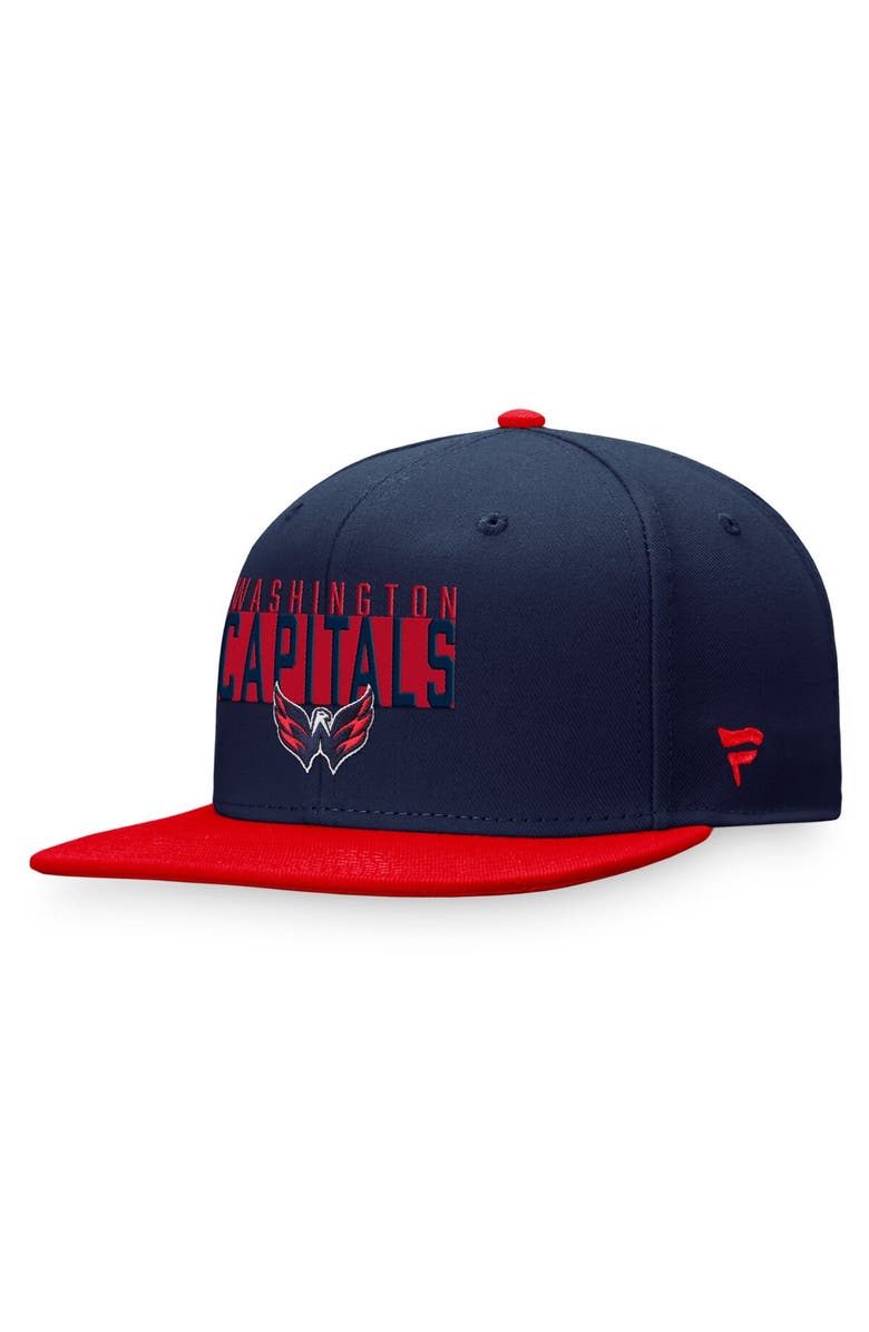 FANATICS Men's Fanatics Branded Navy/Red Washington Capitals Fundamental Colorblocked Snapback Hat, Alternate, color,