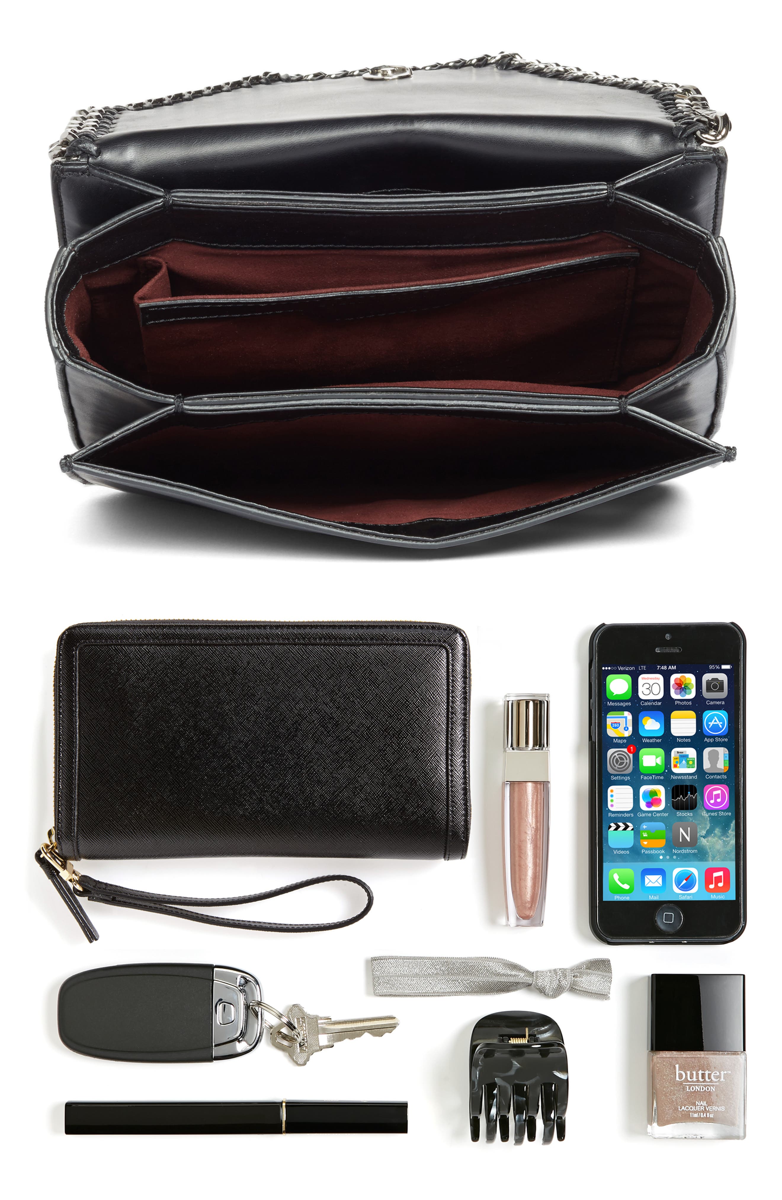 Stella McCartney Black Falabella Box Bird Shoulder Bag, Alternate, color, 