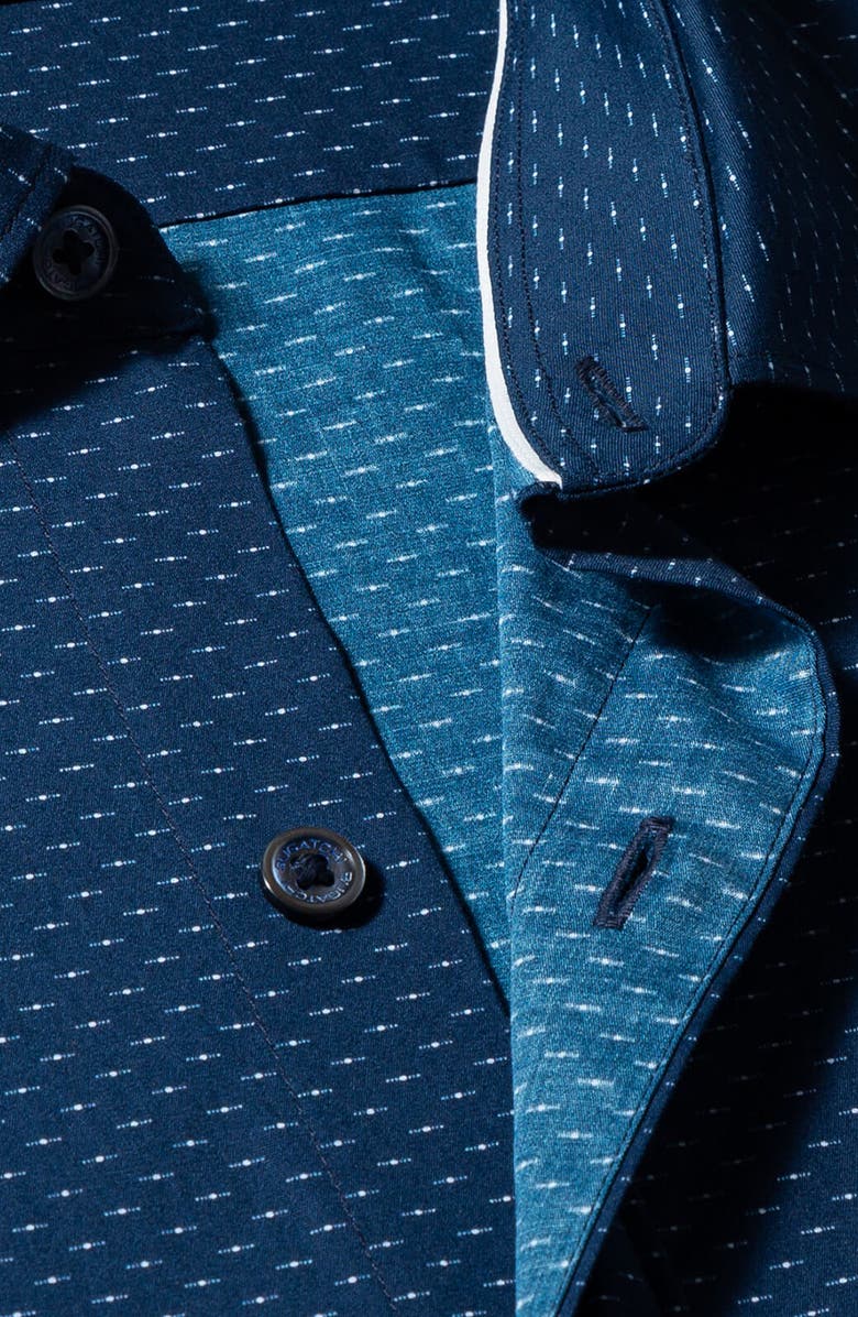 Bugatchi Shaped Fit Microprint Stretch Button-Up Shirt, Alternate, color,