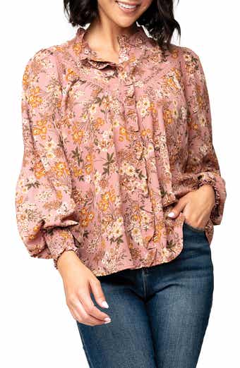 Long Sleeve Crochet Trim Blouse