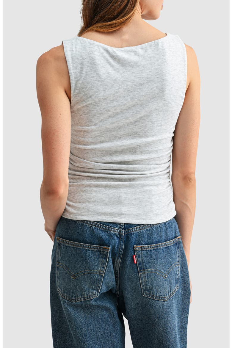 Boat Neck Side Cinched Knit Tank, Alternate, color, HEATHER GREY