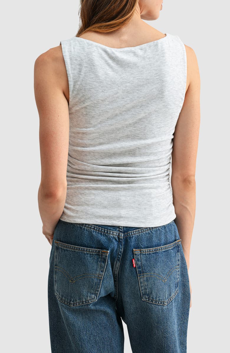 Lush Boat Neck Side Cinched Knit Tank, Alternate, color, Heather Grey