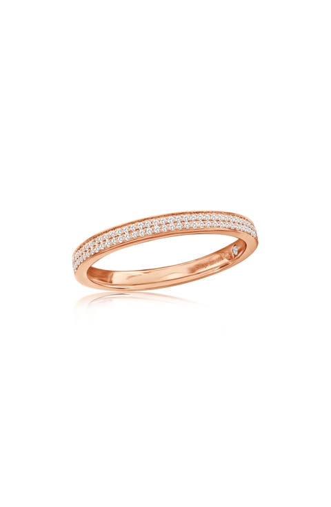 14K Rose Gold Diamond Stackable Half Eternity Band Ring