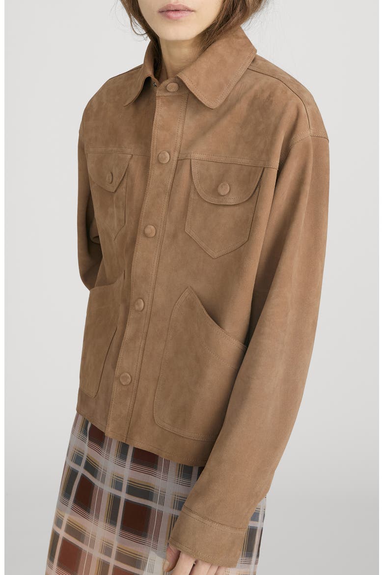 The Suede Utility Jacket, Alternate, color, CHAI