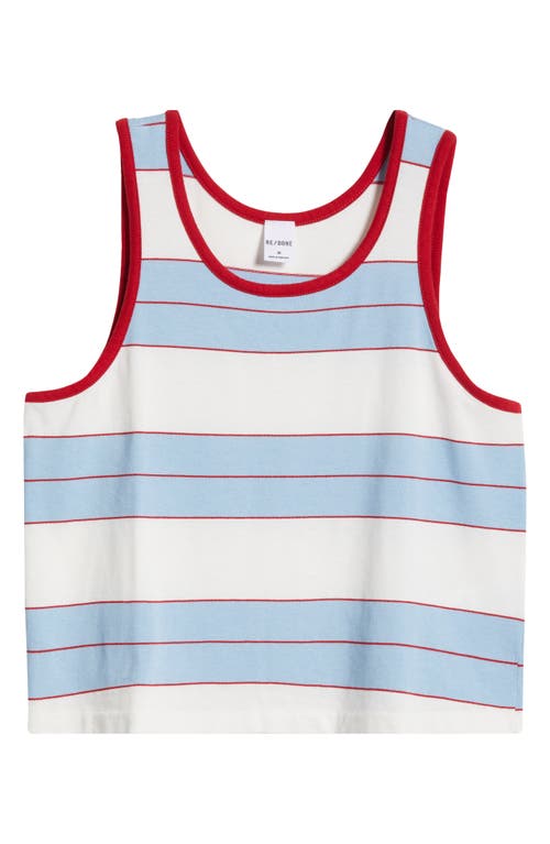 Re/done Bama Stripe Cotton Tank In Pacific Stripe