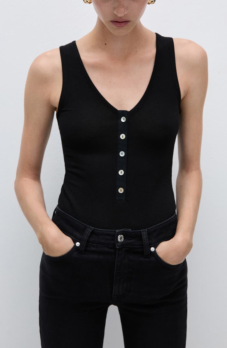 MANGO Button Front Tank Bodysuit, Main, color,