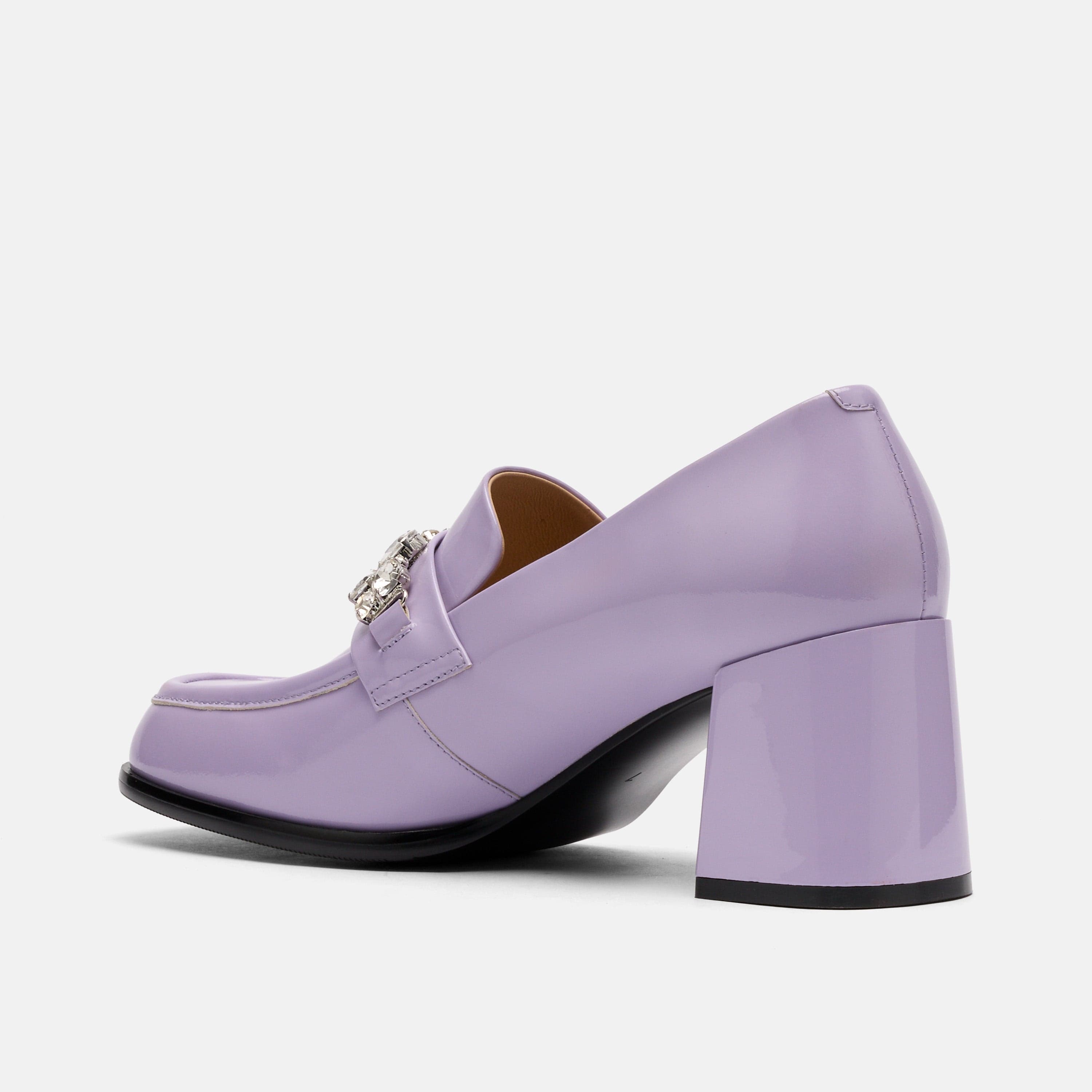 MARC NOLAN Margot Leather Penny Loafer Block Pumps, Alternate, color, Lavender