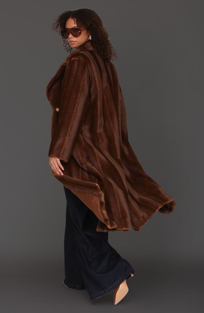 Avec Les Filles Long Faux Fur Coat, Alternate, color, Brown Mink
