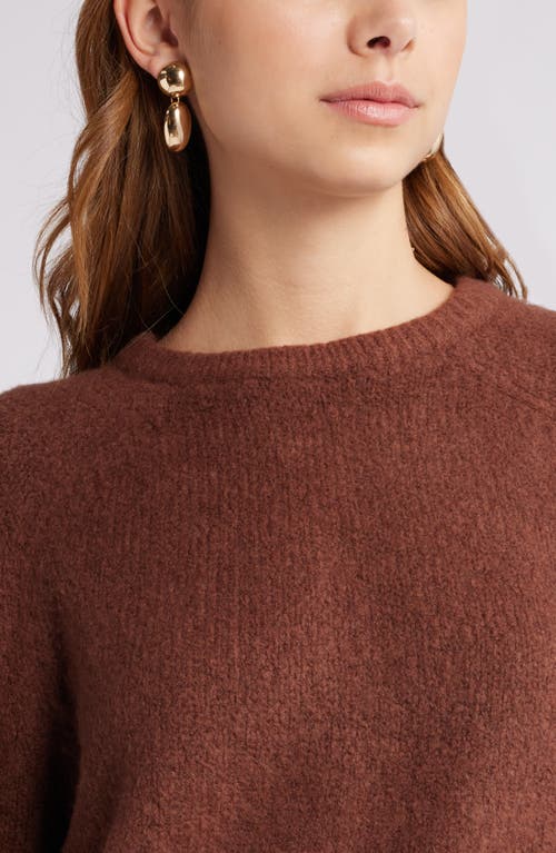 Open Edit Boxy Crewneck Sweater In Brown Soil