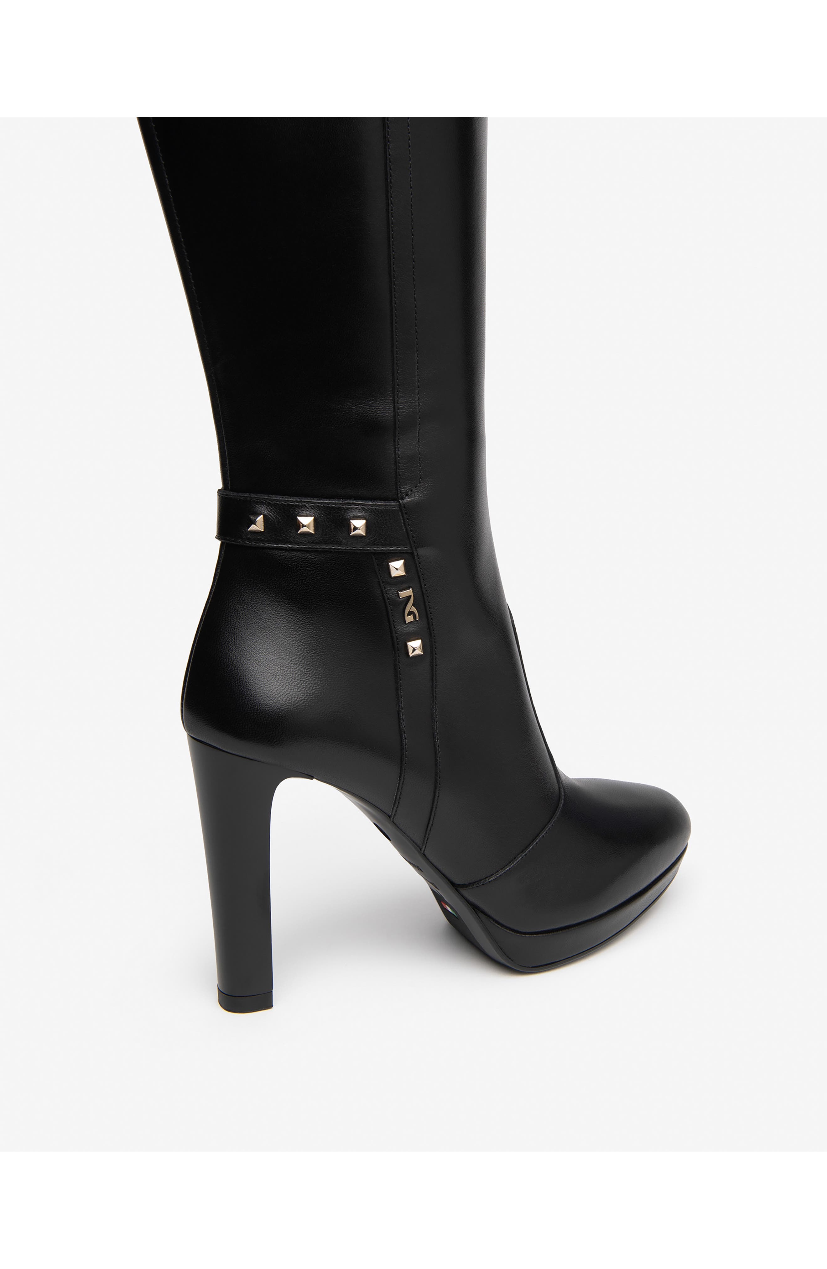 Studded Platform Tall Boot, Alternate, color, BLACK
