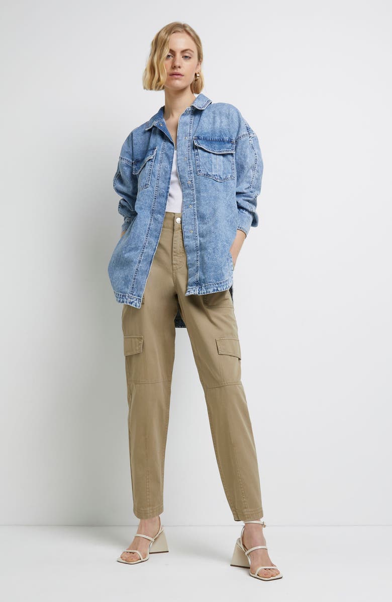 River Island Boyfriend Oversize Denim Shirt Jacket, Alternate, color, 