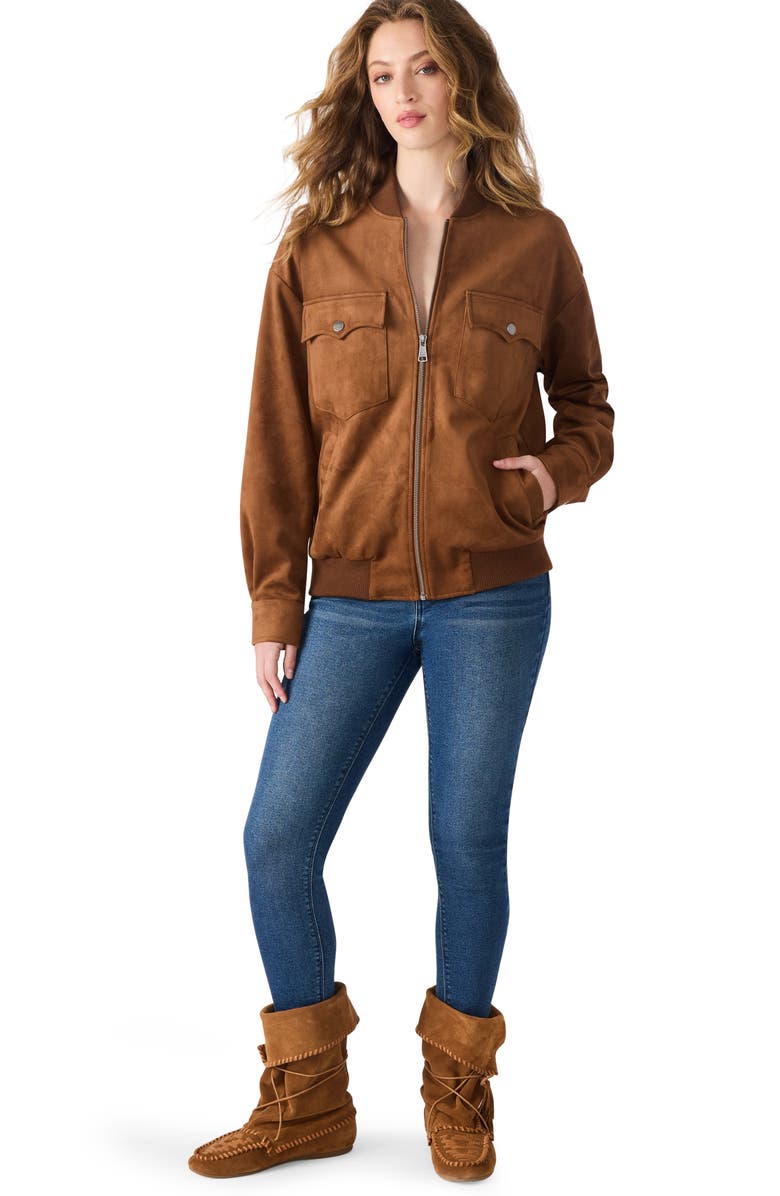 Steve Madden Dean Faux Suede Bomber Jacket, Alternate, color, Chicory Coffee