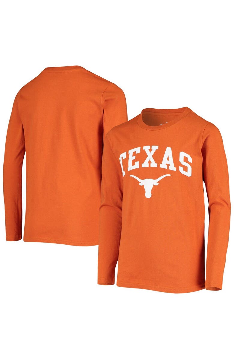Outerstuff Youth Texas Orange Texas Longhorns Arch Over Logo Long Sleeve T-Shirt, Main, color,