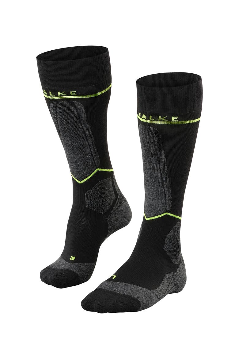 SK Compression Wool Ski Socks, Main, color, Black-Lightning, W2
