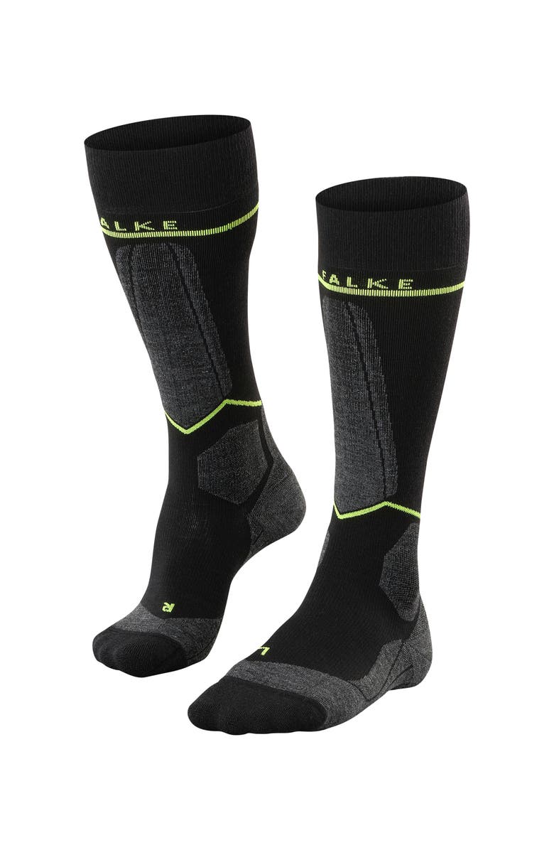 Falke SK Compression Wool Ski Socks, Main, color, Black-Lightning, W2