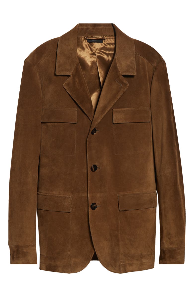 TOM FORD Suede Military Jacket, Alternate, color, Teak