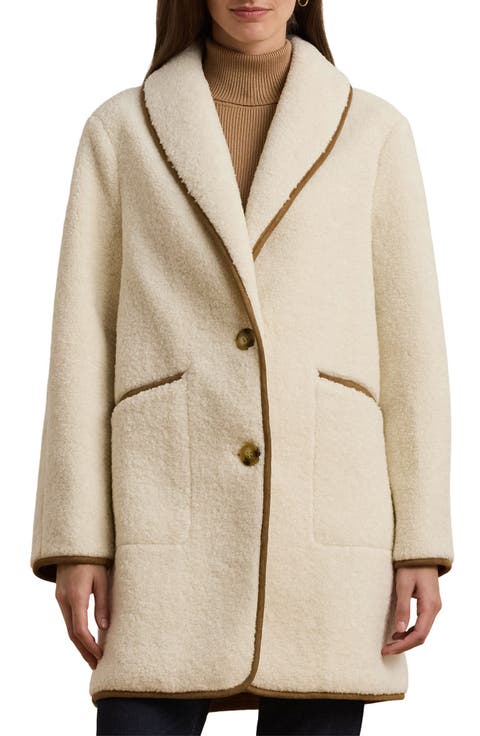 Shawl Collar Faux Shearling Coat