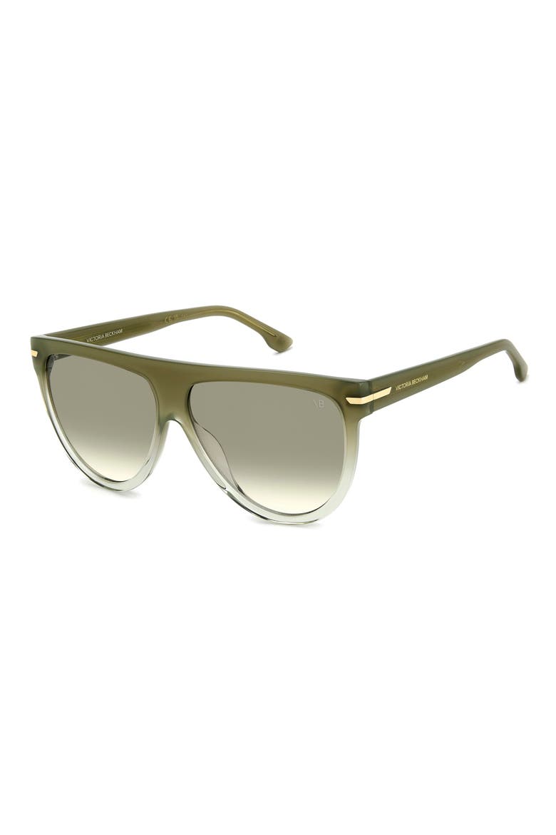 60mm Flat Top Square Sunglasses, Alternate, color, OLIVE/ GREEN SHADED