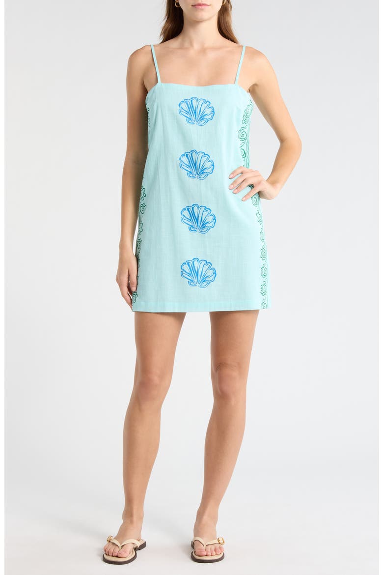 Sunburst Spaghetti Strap Minidress, Main, color, POOL BLUE