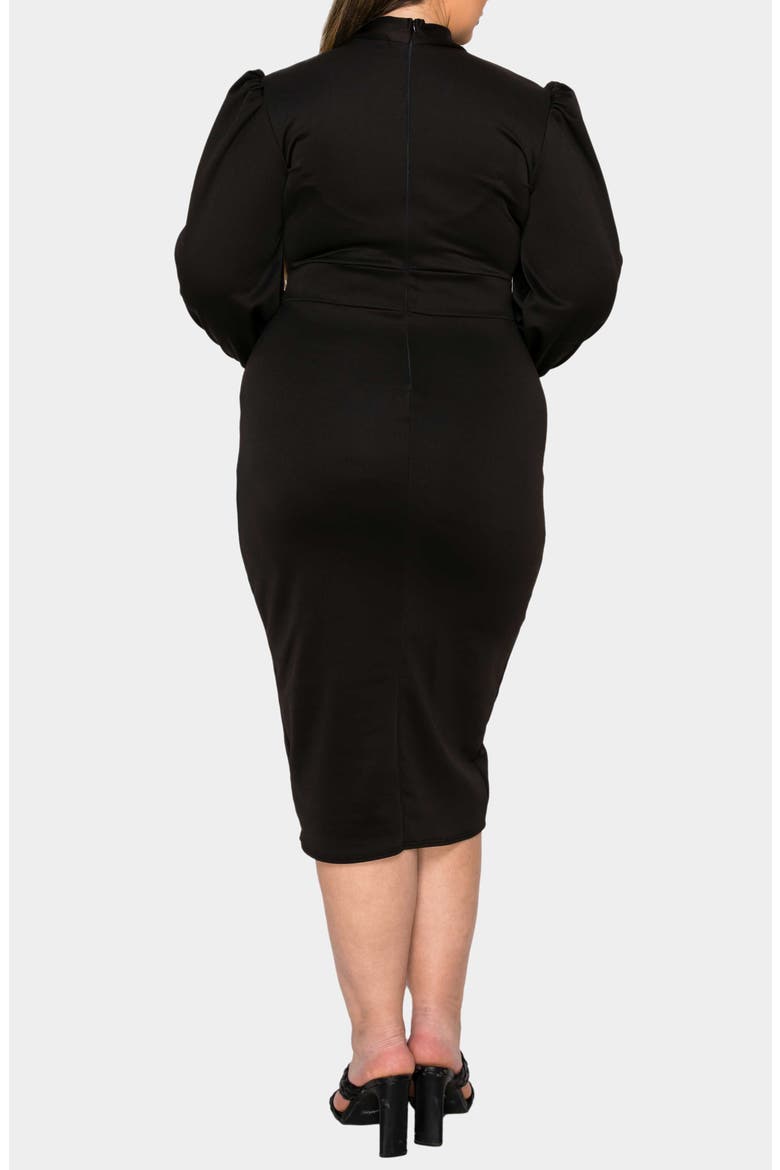 Anastasia Tie Neck Long Sleeve Dress, Alternate, color, BLACK