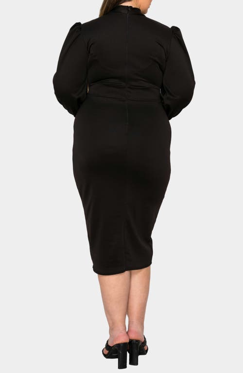 L I V D Anastasia Tie Neck Long Sleeve Dress In Black
