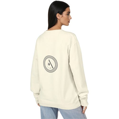 Akalia Heather Graphic Crewneck Sweatshirt In White