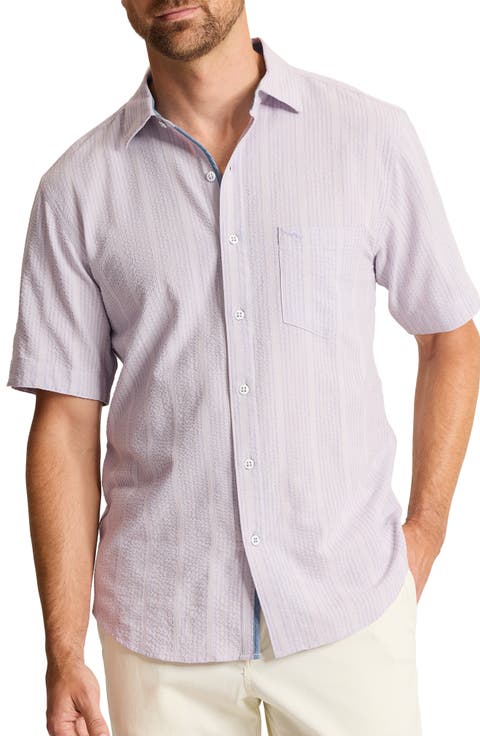 Nova Wave Short Sleeve Seersucker Button-Up Shirt