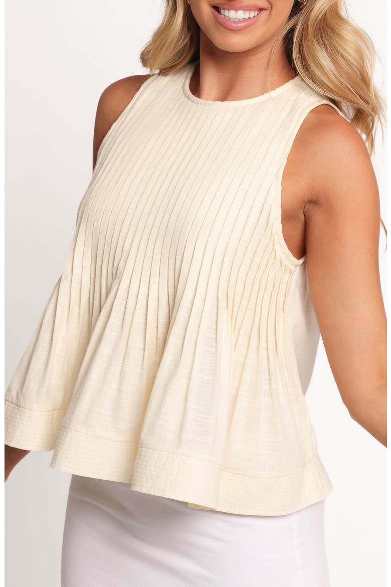 Doria Pintuck Pleat Cotton Blend Tank, Alternate, color, CREAM