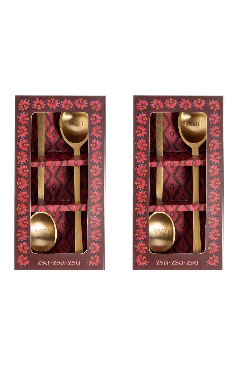 Zsa Zsa Zsu Lotus Set Of 2 Brass Decorative Object With Square Handle Set Of 2, Alternate, color, Gold