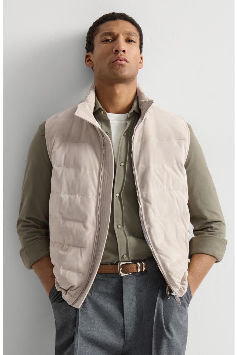 Suede down vest, Alternate, color, Light Brown