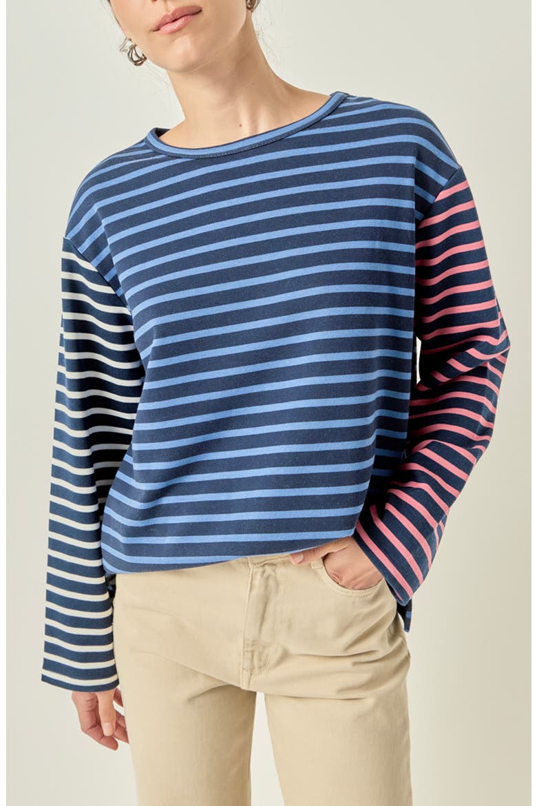 Mixed Stripe Top, Main, color, NAVY MULTI